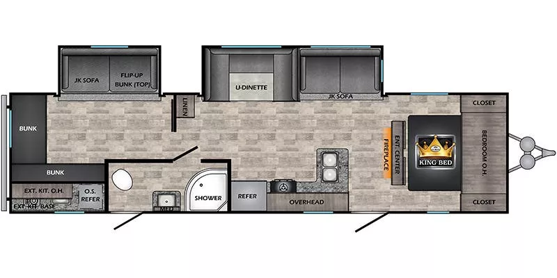 36' 2023 Crossroads Volante 32FB w/2 Slides - Bunk House Floorplan