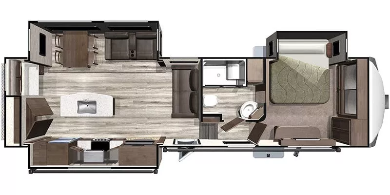 36' 2019 Highland RV Mesa Ridge 313RKS w/3 Slides Floorplan