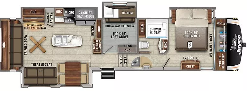 43' 2021 Jayco Eagle 355MBQS w/4 Slides - Bunk House Floorplan