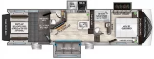 36' 2021 Grand Design Momentum 320G w/3 Slides & Generator  - Toy Hauler Floorplan
