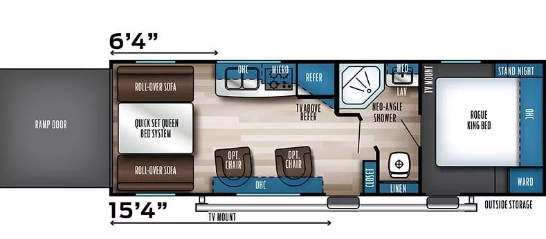 30' 2021 Forest River Vengeance Rogue 25V - Toy Hauler Floorplan