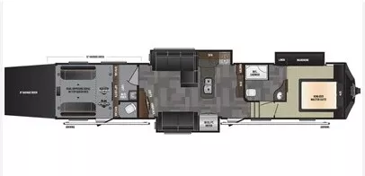 44' 2017 Keystone Fuzion Toy Hauler 414 w/3 Slides & Generator  - Toy Hauler Floorplan