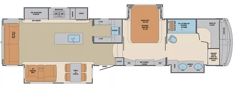 42' 2020 Forest River Palomino Columbus 1492 382FBW w/4 Slides Floorplan