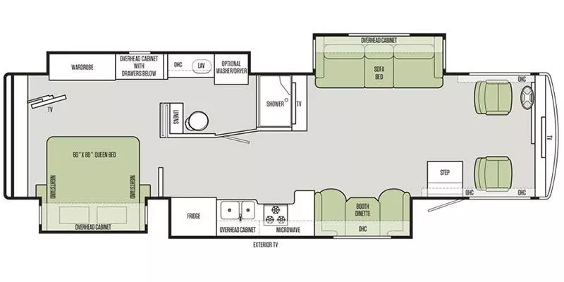 34' 2017 Tiffin Allego Open Road 34PA w/3 Slides Floorplan