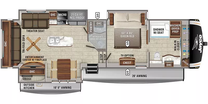 39' 2021 Jayco Eagle 336FBOK w/3 Slides Floorplan