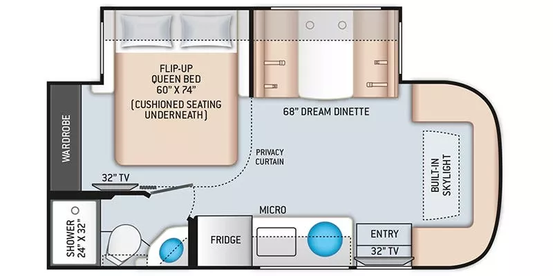 23' 2022 Thor Compass 23TW TRANSIT w/Slide Floorplan