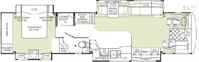 40' 2006 Fleetwood American Tradition 40L 400hp Caterpillar w/4 Slides Floorplan