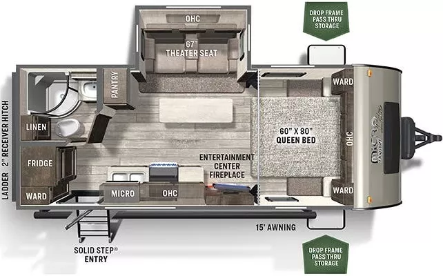 24' 2021 Forest River Flagstaff Mirco Lite 22FBS w/Slide Floorplan
