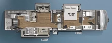 42' 2023 Palomino Columbus 384RK w/3 Slides Floorplan