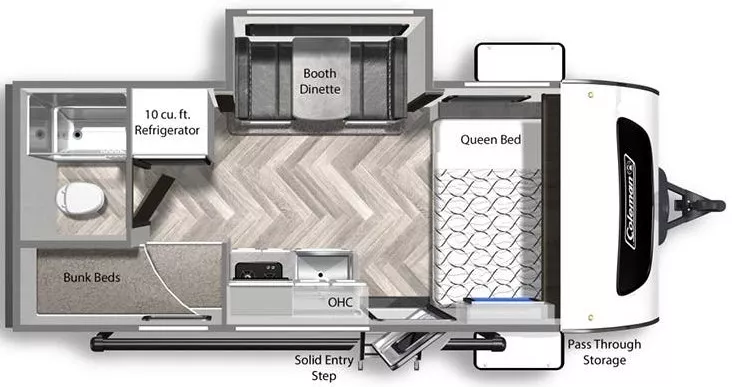 22' 2022 Dutchmen Coleman Rubicon M-1708BH w/Slide Floorplan