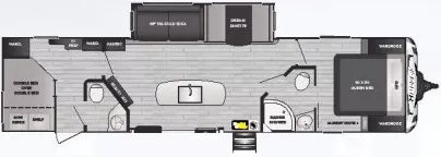 37' 2021 Keystone Bullet Ultra Lite 330BHS w/2 Slides Floorplan