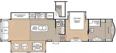 41' 2015 Forest River Cedar Creek Hathaway 38FB2 w/3 Slides Floorplan