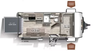 20' 2022 Forest River Rockwood Geo Pro 19FBTH - Toy Hauler Floorplan