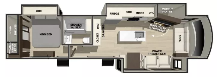 40' 2018 Forest River Cedar Creek Cottage Destn 40CCK w/3 Slides Floorplan