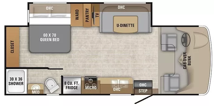 26' 2019 Entegra Coach Odyssey 24B w/Slide Floorplan