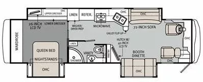 37' 2012 Holiday Rambler Ambassador 36PFT 350hp Maxxforce w/3 Slides Floorplan