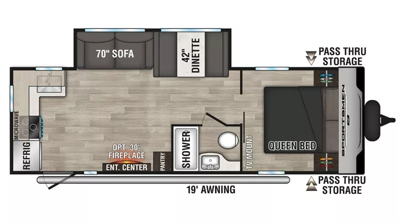 28' 2024 Kz Sportsmen 241RKSE w/Slide Floorplan