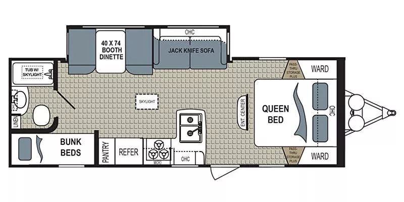 28' 2018 Dutchmen Kodiak Ultra Lite 255BHSL w/Slide - Bunk House Floorplan