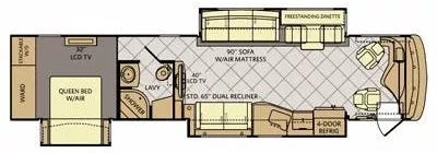 41' 2013 Fleetwood Discovery 40X 380hp Cummins w/3 Slides Floorplan