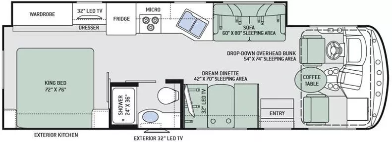 30' 2017 Thor Windsport 29M w/Slide Floorplan