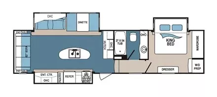 37' 2017 Dutchmen Denali 335RLK w/3 Slides Floorplan