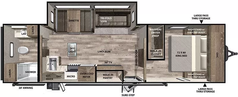 34' 2020 Forest River Vibe 28RB w/Slide Floorplan