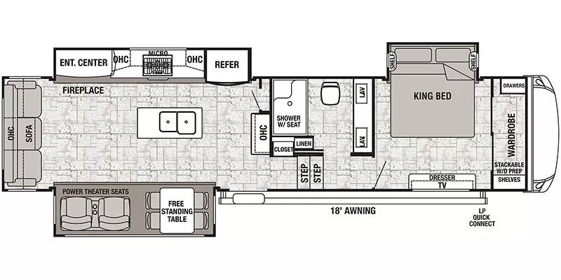 37' 2019 Forest River Cedar Creek Hathaway 34IK w/3 Slides Floorplan