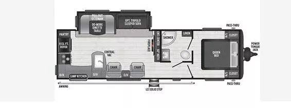 28' 2020 Keystone Hideout 28RKSWE w/Slide Floorplan