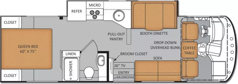 29' 2016 Thor Ace 29.2 w/Slide Floorplan