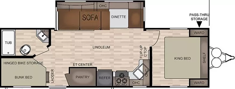 30' 2019 Forest River East To West Della Terra 28KRD w/Slide - Bunk House Floorplan