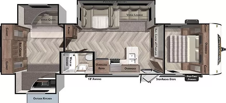 37' 2021 Forest River Wildwood 31KQBTS w/3 Slides - Bunk House Floorplan