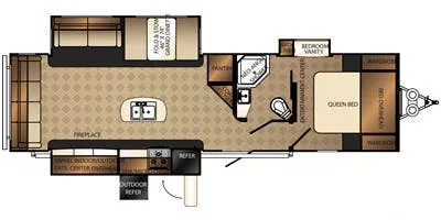 35' 2015 Forest River Palomino Solaire Eclipse 315RLTSEK w/3 Slides Floorplan