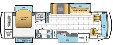 35' 2014 Newmar Ventana Le 3433 340hp Cummins w/4 Slides Floorplan