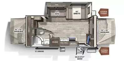 23' 2021 Forest River Rockwood Roo 21SS w/Slide Floorplan