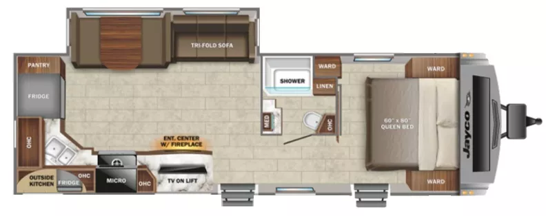 32' 2022 Jayco White Hawk 27RK w/Slide Floorplan
