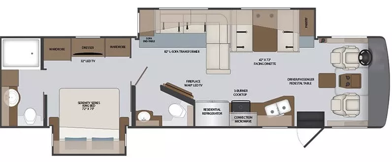 36' 2019 Holiday Rambler Vacationer 35K w/2 Slides Floorplan