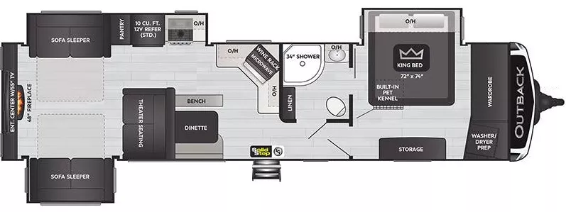 38' 2021 Keystone Outback 341RD w/3 Slides Floorplan