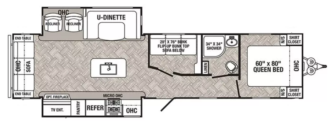 38' 2021 Forest River Palomino Puma 32MBDS w/2 Slides - Bunk House Floorplan