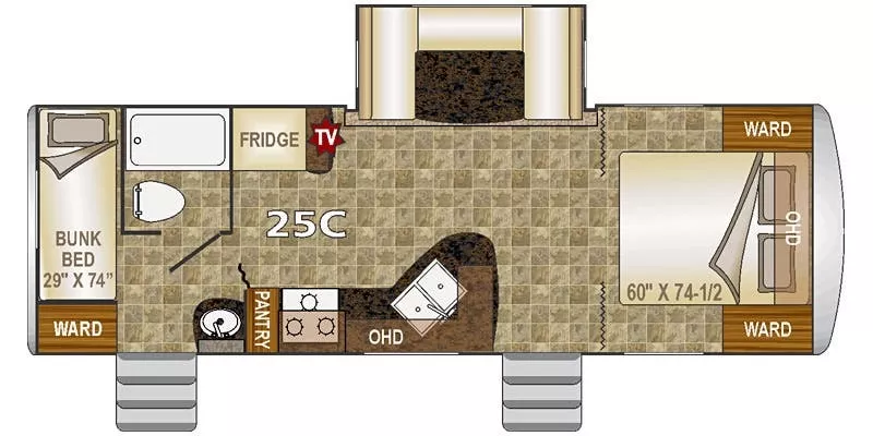28' 2017 Northwood Nash 25C w/Slide - Bunk House Floorplan