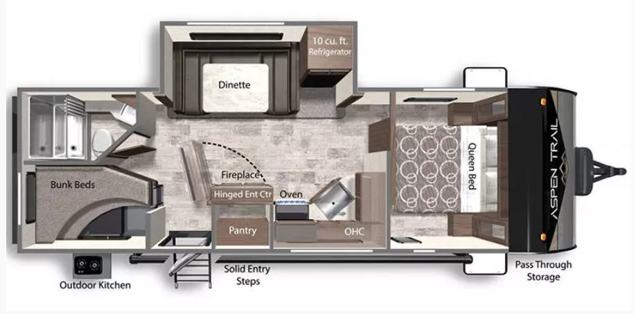 29' 2022 Dutchmen Aspen Trail 2550BHS w/Slide - Bunk House Floorplan