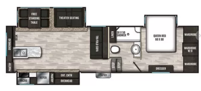 33' 2021 Forest River Shasta Phoenix 27RKSS w/3 Slides Floorplan