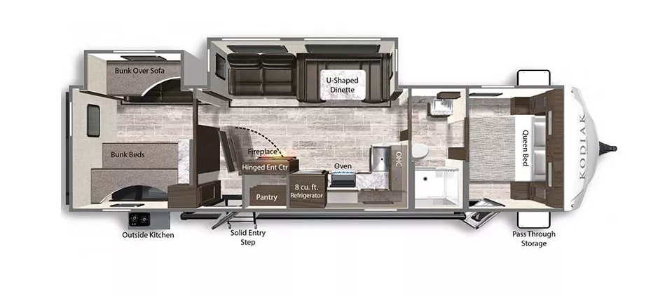 37' 2021 Dutchmen Kodiak M-322BHSL w/2 Slides - Bunk House Floorplan