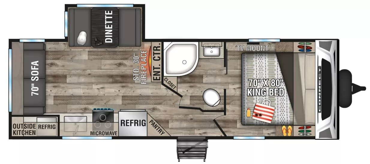 29' 2021 K-Z Connect 241RLK w/Slide Floorplan