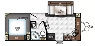 26' 2018 Forest River Rockwood Mini Lite 2506S w/Slide Floorplan