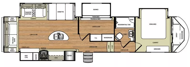 42' 2016 Forest River Salem Hemisphere Lite 368RLBHK w/4 Slides - Bunk House Floorplan