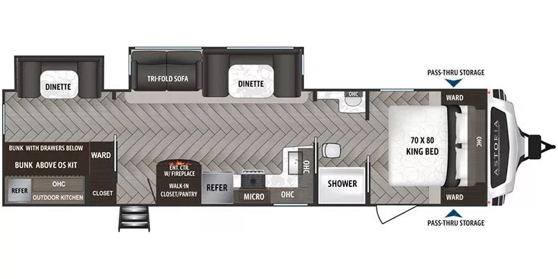 37' 2020 Dutchmen Astoria 3203BH w/2 Slides - Bunk House Floorplan