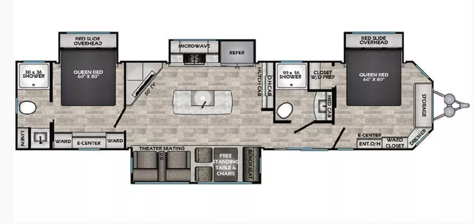 37' 2023 Crossroads Hampton HP378DBB w/3 Slides Floorplan