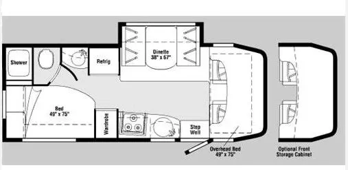 24' 2006 Winnebago View 23J w/Slide Floorplan