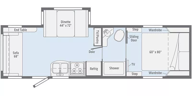 26' 2020 Winnebago Micro Minnie 2405RL w/Slide Floorplan