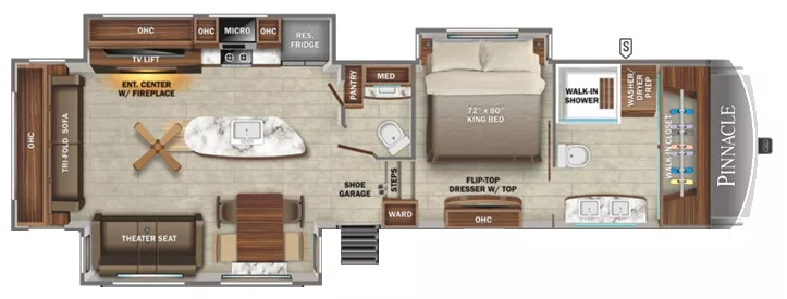 40' 2022 Jayco Pinnacle 36FBTS w/3 Slides Floorplan